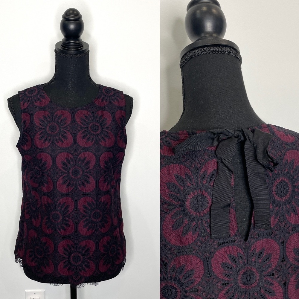 Banana Republic Lace Black Floral Top